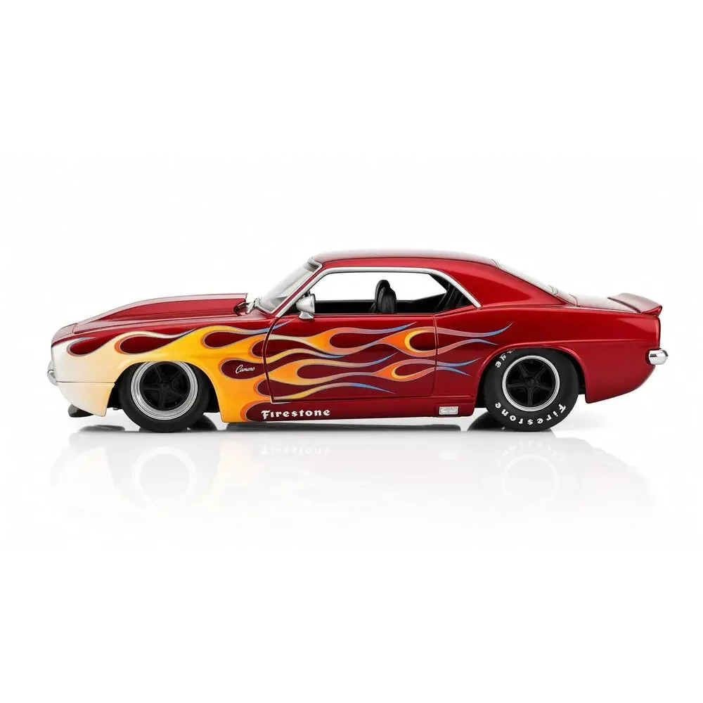 Jada Bigtime Muscle Camaro Diecast Car Red Flame Custom Hot Rod 1:24 Scale